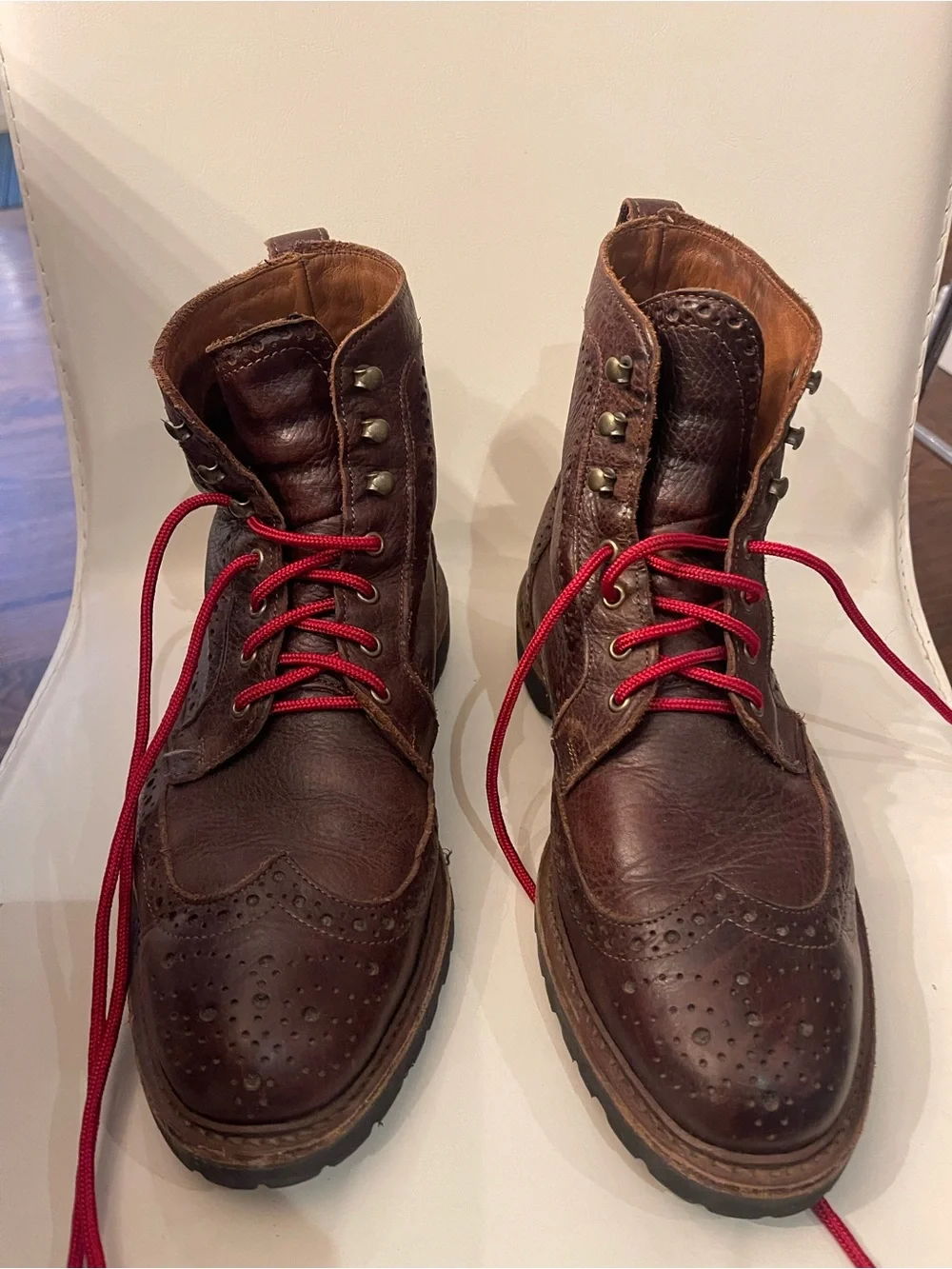 Allen Edmonds Long Branch Wingtip Boots Brown Leather Men’s 9.5 3E USA